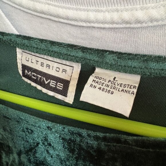 vintage 90s dress forest green crushed velvet knit grunge whimsigoth mini L - Picture 8 of 8